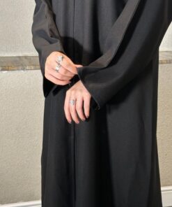عباية نص كلوش سوداء سادة-225