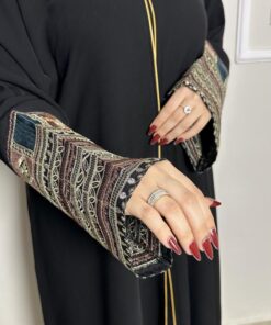 Alternative view of عباية نص كلوش أنيقة تدخيلة ذهبي-901