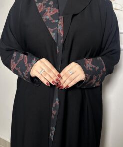 عباية نص كلوش بتدخيلة كشميري بني-984