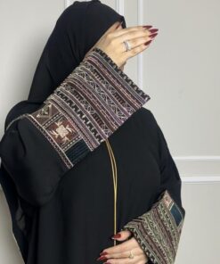 عباية نص كلوش أنيقة تدخيلة ذهبي-901