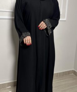 Alternative view of عباية نص كلوش بنقش اسود-849