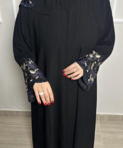 Alternative view of عباية نص كلوش أنيقة تدخيلة كحلية-863