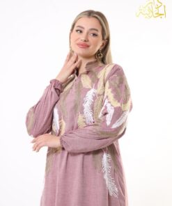 دار الجلابية - عباية كتان بياقة و تطريز