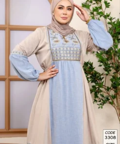 دار الجلابية - عباية كتان مطرزة ترتر