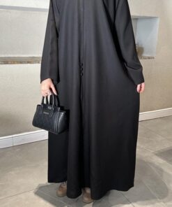 Alternative view of عباية نص كلوش سوداء سادة-225