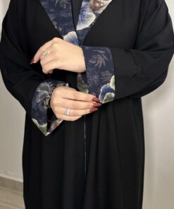 عبايه نص كلوش تدخيلة كحلية-989